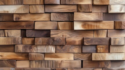 Fototapeta premium wallpaper background of horizontal 3d brown wood nut cladding panels on wall