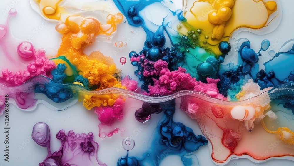 Poster abstract ink patterns in water showcasing vibrant colors and intricate swirls creating a dynamic vis