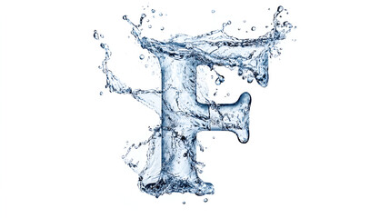 F written by water on white background