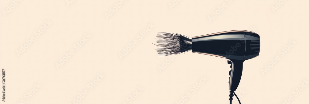 Poster Hair dryer rests on a simple background ready for styling and grooming tasks in a home setting. Generative AI