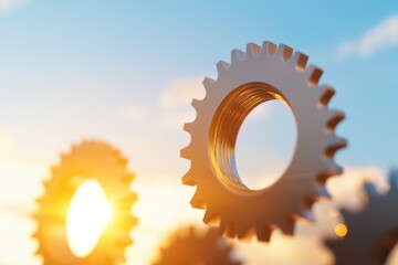 gears against a bright sky