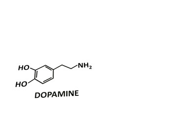 Dopamine Chemical Formula on White Background