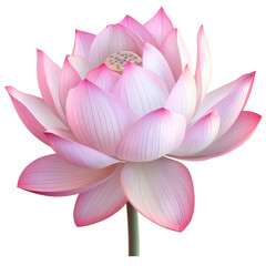Fototapeta premium A pink lotus flower in full bloom against a black background.