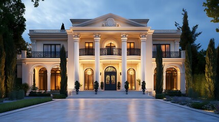 Obraz premium a bright architectural vision enhanced by lush and tailored image