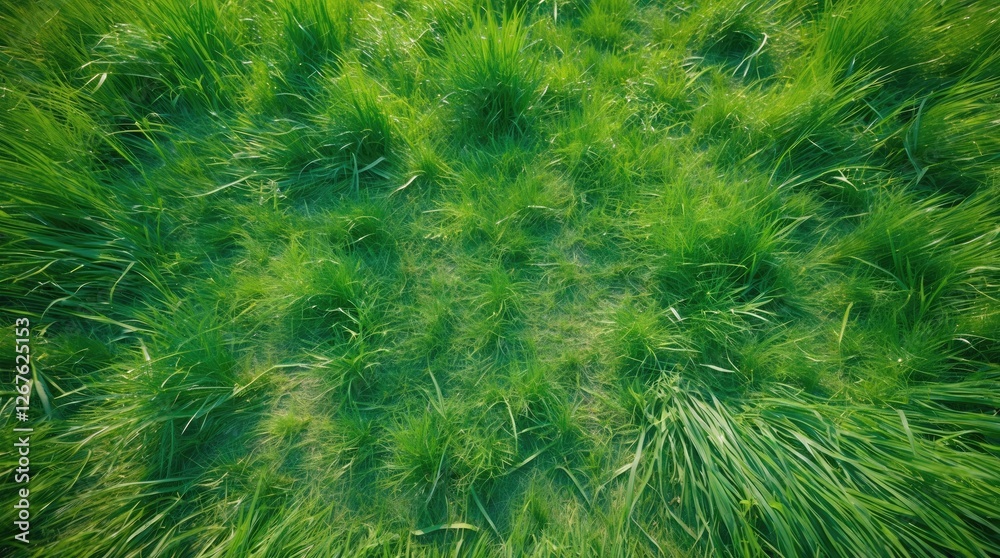 Poster vibrant green grass view from above natural lawn texture ideal for backgrounds and design projects