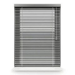 Adjustable 3D Window Blinds with Slatted Aluminum Slats on White Background