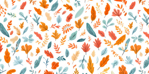 seamless pattern with red and yellow leaves