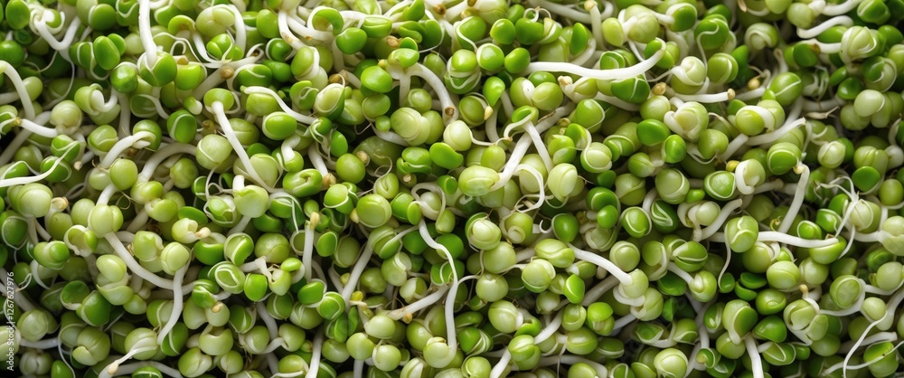 Aufkleber fresh green mung bean sprouts rich in protein healthy food background with copy space for text or gr