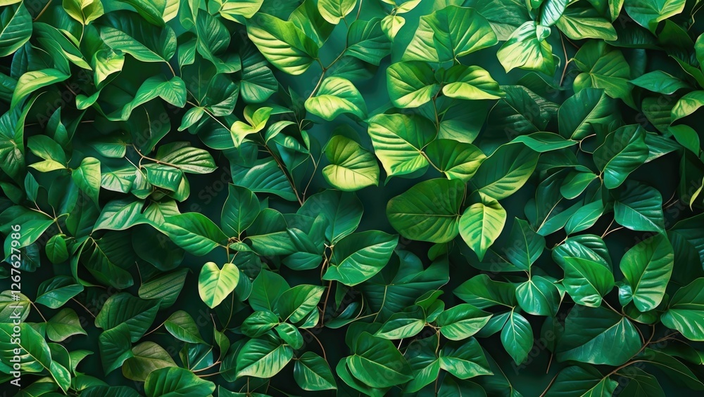 Leinwandbilder Lush green foliage texture background with vibrant leaves creating a refreshing and natural design element for various creative projects.