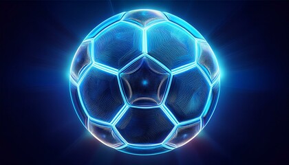 Naklejka premium Artistic glowing blue championship soccer ball. Generated image