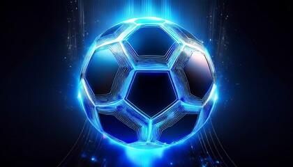 Naklejka premium Artistic glowing blue championship soccer ball. Generated image