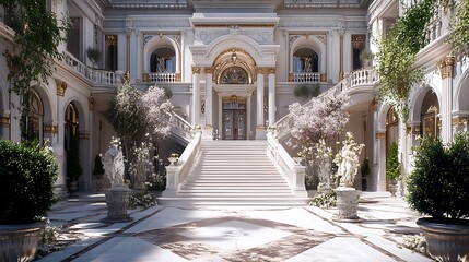 Obraz premium majestic palace courtyard featuring ornate columns and lavish golden accents image