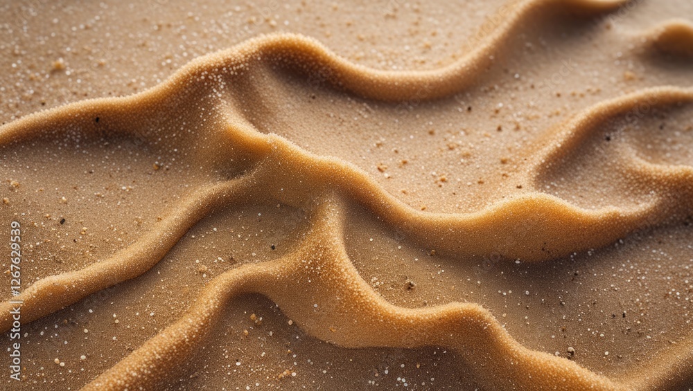 Aufkleber textured close-up of golden sand with gentle waves and grains creating a natural beach aesthetic for