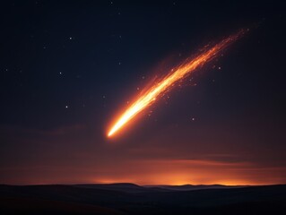 Fototapeta premium shooting star over hills at night