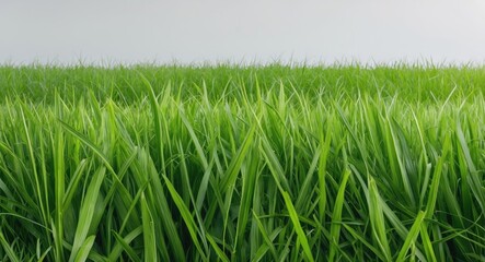 Obraz premium Vibrant Green Grass Field Against a Light Background Capturing the Essence of Freshness and Nature's Beauty