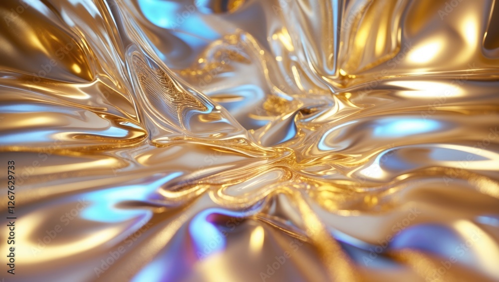 Poster Shimmering golden abstract background with holographic effect for festive design and creative projects. Ideal for stock imagery use.