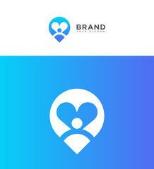 Heart Location Logo Design Family, Care, and Community