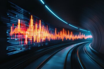 Soundwave technology in futuristic digital tunnel