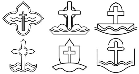 Baptism Cross Outline Coloring Page Printable Line Art Drawing