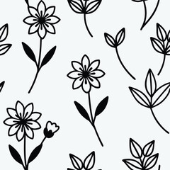  Elegant Floral Line Art Pattern Seamless Botanical Design