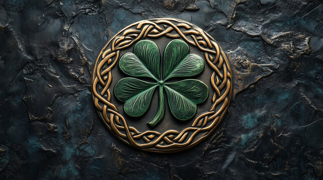 Celtic knot and clover design, symbolizing St. Patrick's Day spirit