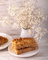 Pear and honey flapjacks, oat bars