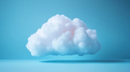Fluffy Cloud on a Blue Background: A Serene Digital Art Piece