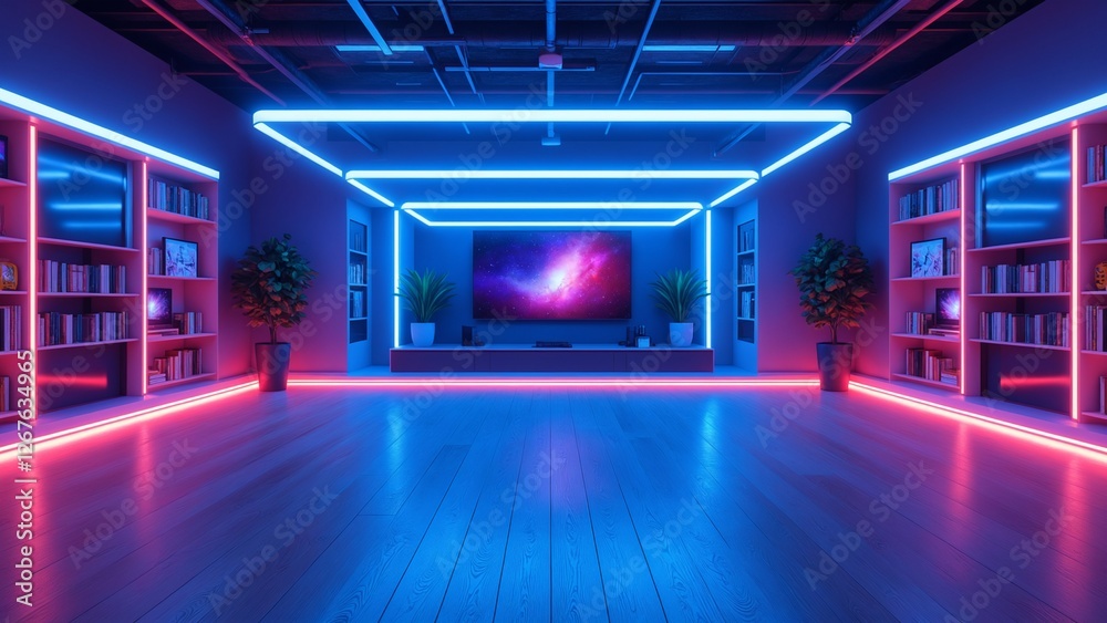 Poster empty room or gaming background for product placement or showcase