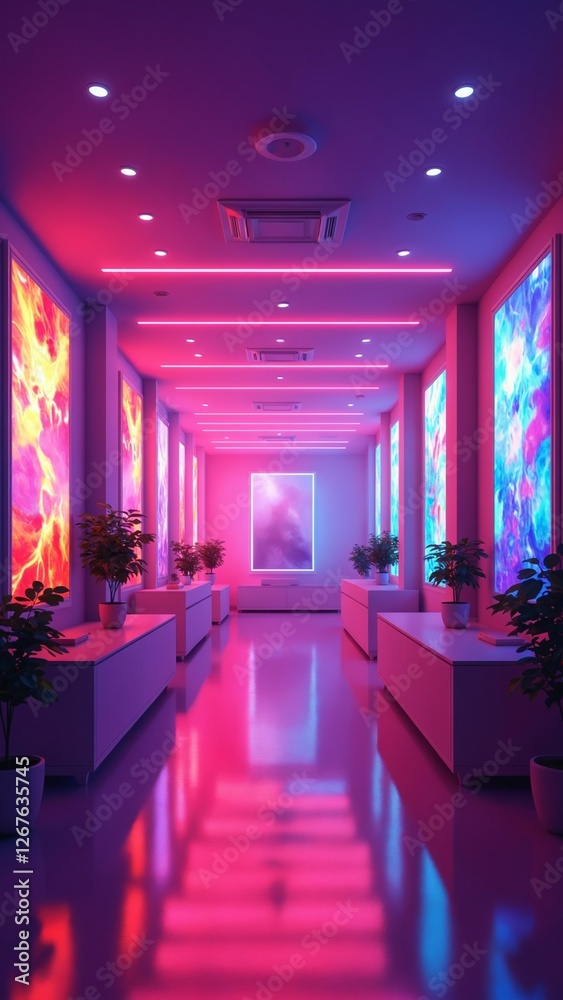 Poster empty room or gaming background for product placement or showcase