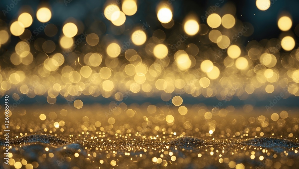 Poster glittering gold bokeh lights background for elegant designs and textures