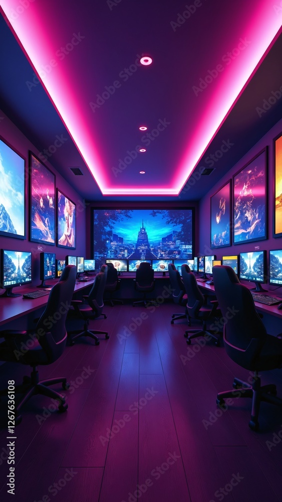 Poster empty room or gaming background for product placement or showcase