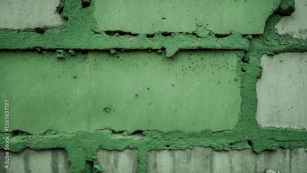 Aufkleber textured green concrete wall with an uneven finish showcasing layers and imperfections ideal for bac