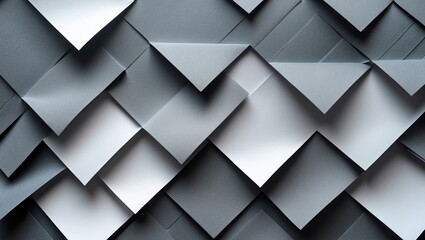 Obraz premium Textured gray and white paper pattern background with layered diagonal folds for creative design applications