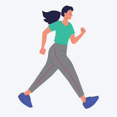 Young Woman Jogging - Fitness and Exercise Illustration