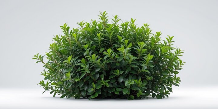 Lush Green Bush Isolated on White Background with Ample Space for Text or Graphic Design Projects