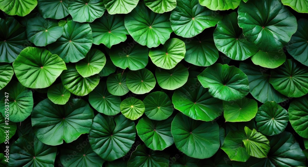Aufkleber lush green leaf texture background with varied shapes and shades for nature and botanical themes