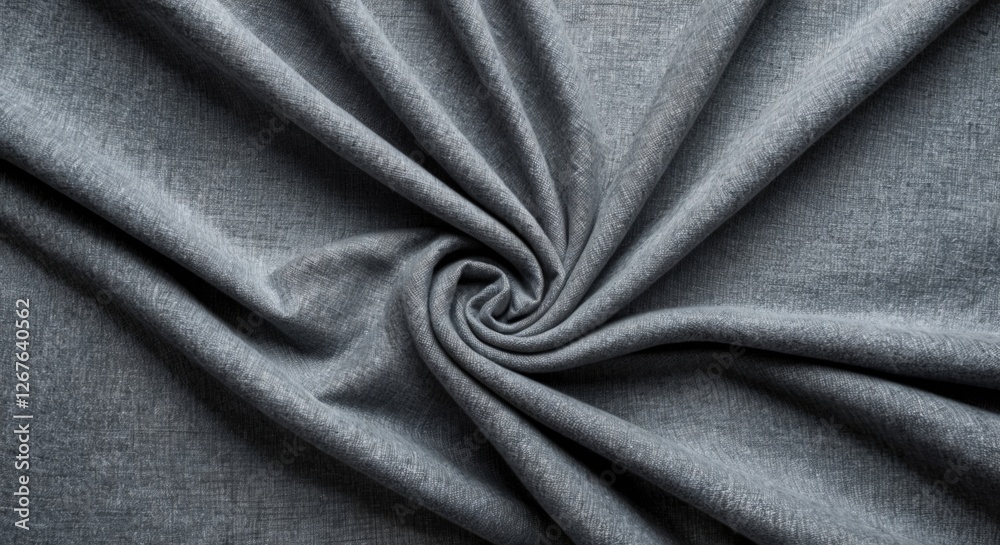 Poster Soft grey fabric texture with intricate folds and a smooth appearance ideal for backgrounds and textile design applications.