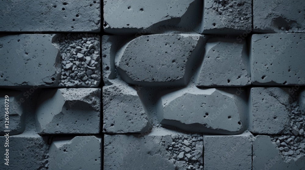 Aufkleber Gray textured concrete stone wall with sandblasted finish showcasing irregular shapes and varied surfaces for background or architectural use