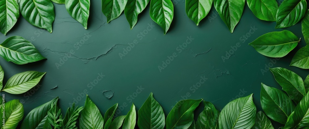 Poster lush green leaf background with text space ideal for nature themes and eco-friendly designs