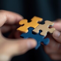 hands Holding Three Interlocking Puzzle Pieces