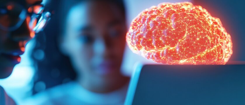 woman works with Artificial Intelligence concept