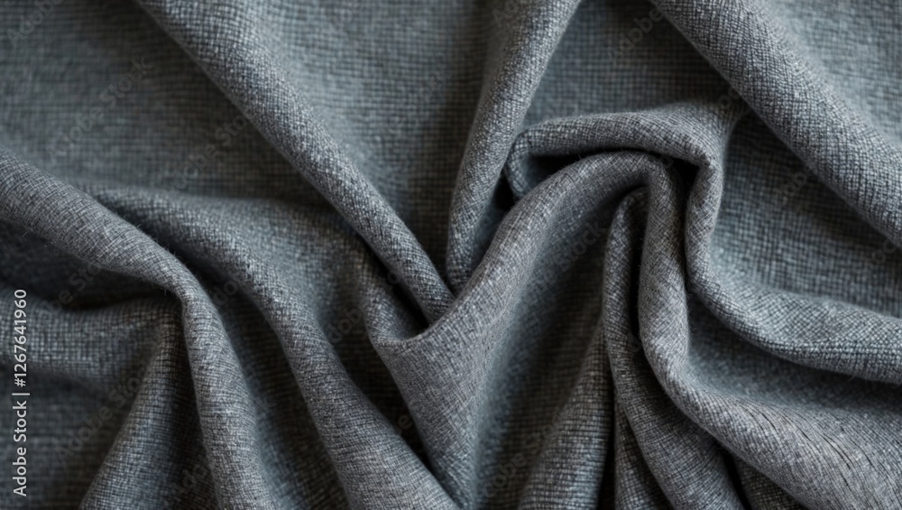 Aufkleber Textured grey fabric background with soft folds ideal for design and textile projects showcasing elegance and simplicity.