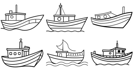 Boat Outline Coloring Page Printable Line Art Drawing