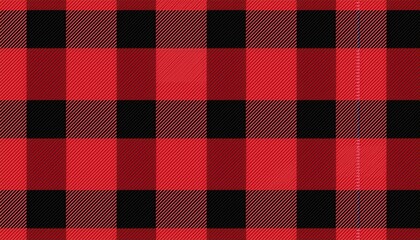 Red Black Lumberjack plaid seamless pattern. Generated image