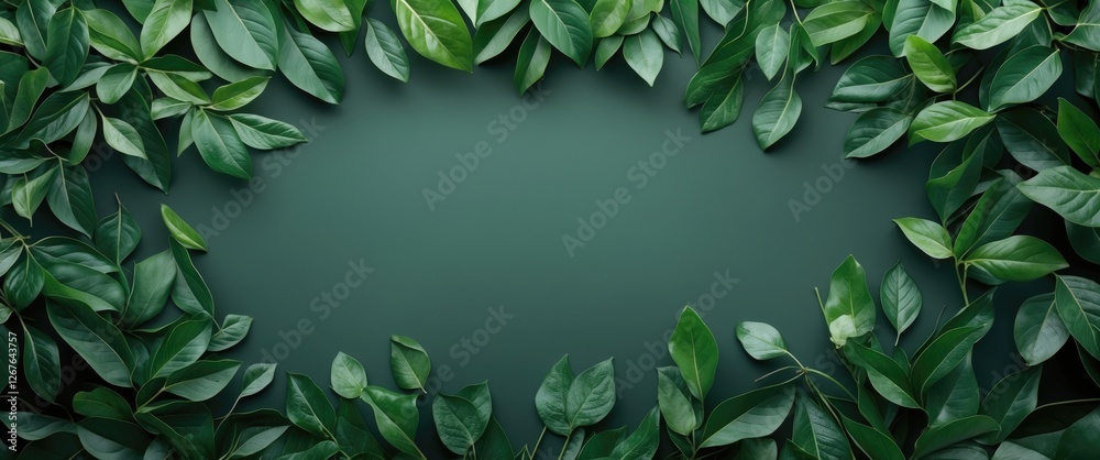 Poster Lush Green Leaf Background with Empty Space for Text Ideal for Natural Themes and Designs
