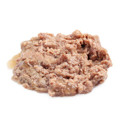Portion of wet pet food isolated on white