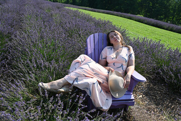 beautiful young woman in lavender field