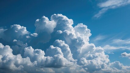 Fluffy Cumulus Clouds Illustrating a Clear Blue Sky in Daytime Serenity