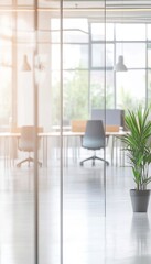 Dreamy modern office atmosphere highlighting collaboration and creativity in a soft focus setting