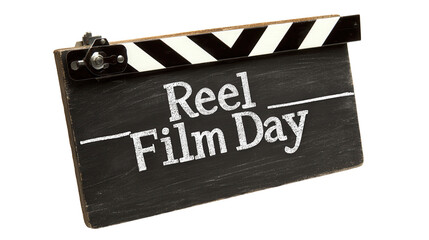 Naklejka premium Reel film day celebration movie industry digital content creative environment close-up view transparent background